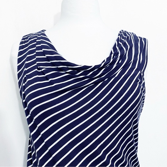 EXPRESS draped neck bold diagonal stripe band bottom sleeveless tunic top S - Picture 2 of 8